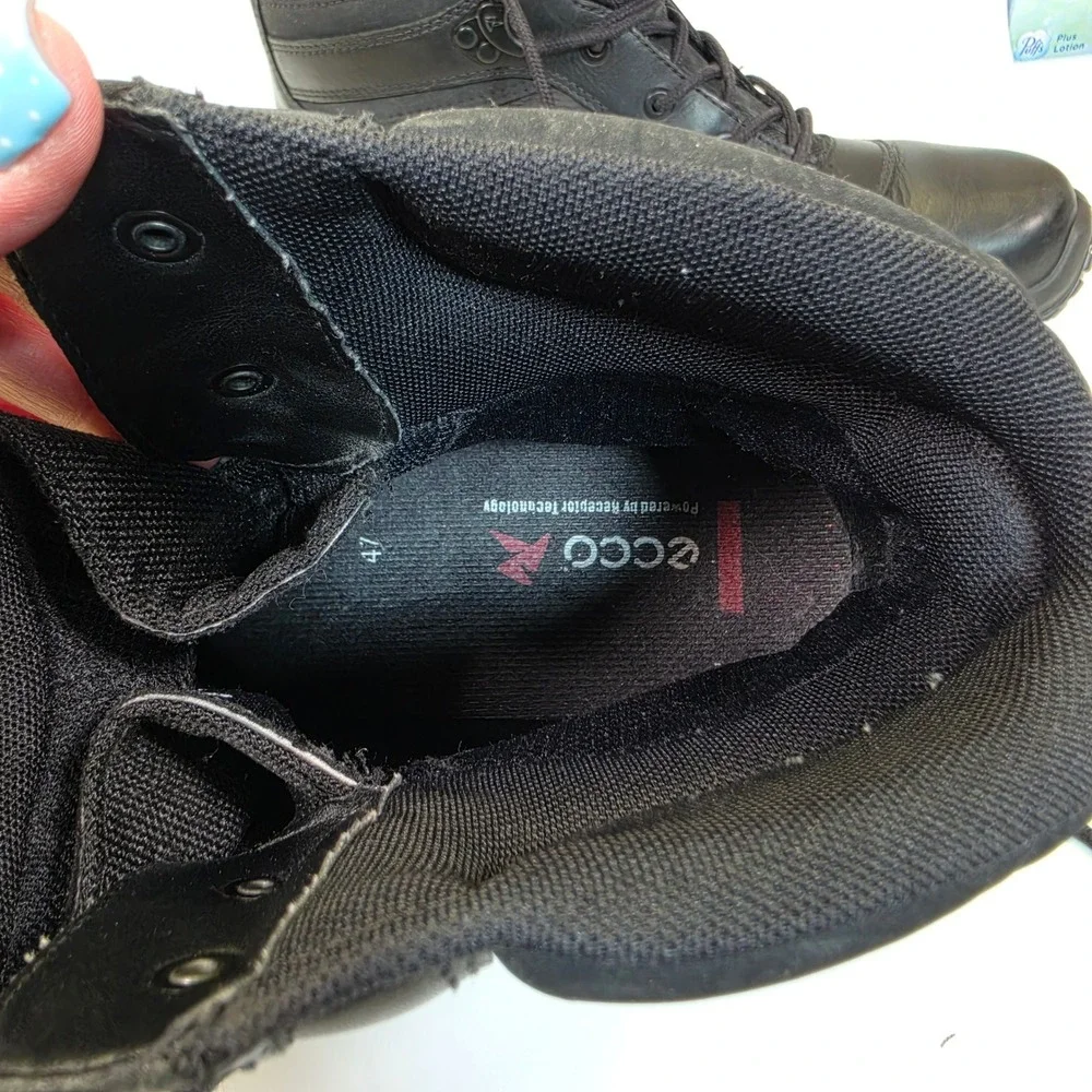 ECCO Gore-Tex Leather Boots Men's 13/13.5 Black Waterproof Hiking Vibram Combat